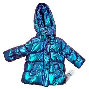 Urban Republic Purple Zip Front Iridescent Puffer Coat Girls Size 12 Months